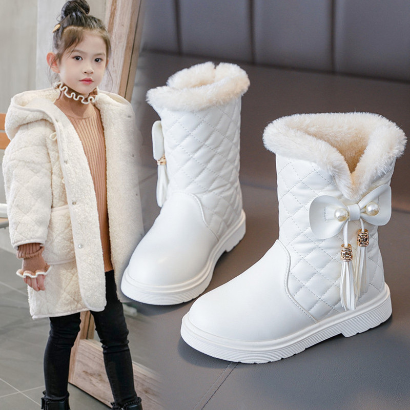 儿童雪地靴女童靴子保暖防滑冬季