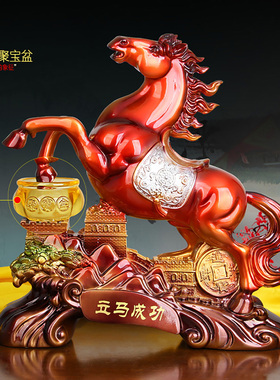 马摆件立马踏聚宝盆开业招财礼品