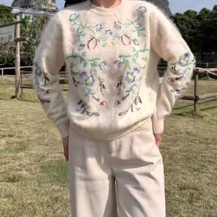 胸围55衣长62 莫奈花园100%羊绒上衣 00000 山羊绒拉绒