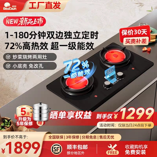 红日红外线燃气灶煤气灶180分钟双边独立定时猛火双灶包安装EX38B