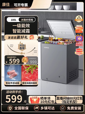 康佳 BG10JD 100升家用冷藏冷冻立式冷柜一级能效节能单温冰柜