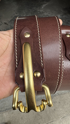 影工坊美国霍尔文头层牛皮双面皮杜克普工艺骑兵皮带骑士腰带定制