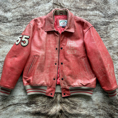 印第安酋长纳瓦霍ROBO复古三文鱼配色限定棒球手皮衣