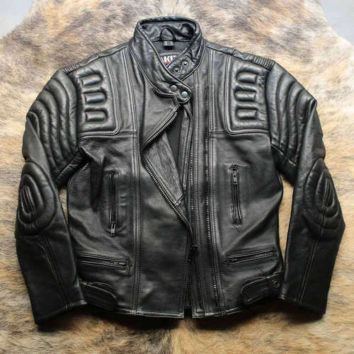 AKTIO 暗黑之速 1990s高密度厚肉头层牛皮包裹修身高速机车皮衣