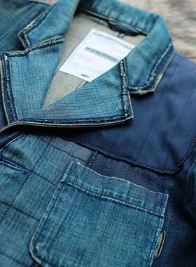 日制 早期BORO蓝染INDIGO百家布拼接牛仔夹克