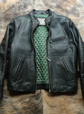 岁月不待人 Time Tide早期1980s高密度头层牛皮暗黑机车皮衣