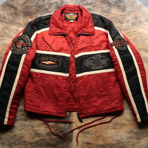 美式机车传奇 早期1990s超速游戏多袖章撞色拼接3M反光夹克