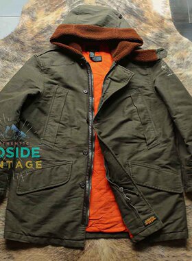 美式传奇宗师RL早期1990s名作重度水洗做旧军事连帽复古大衣