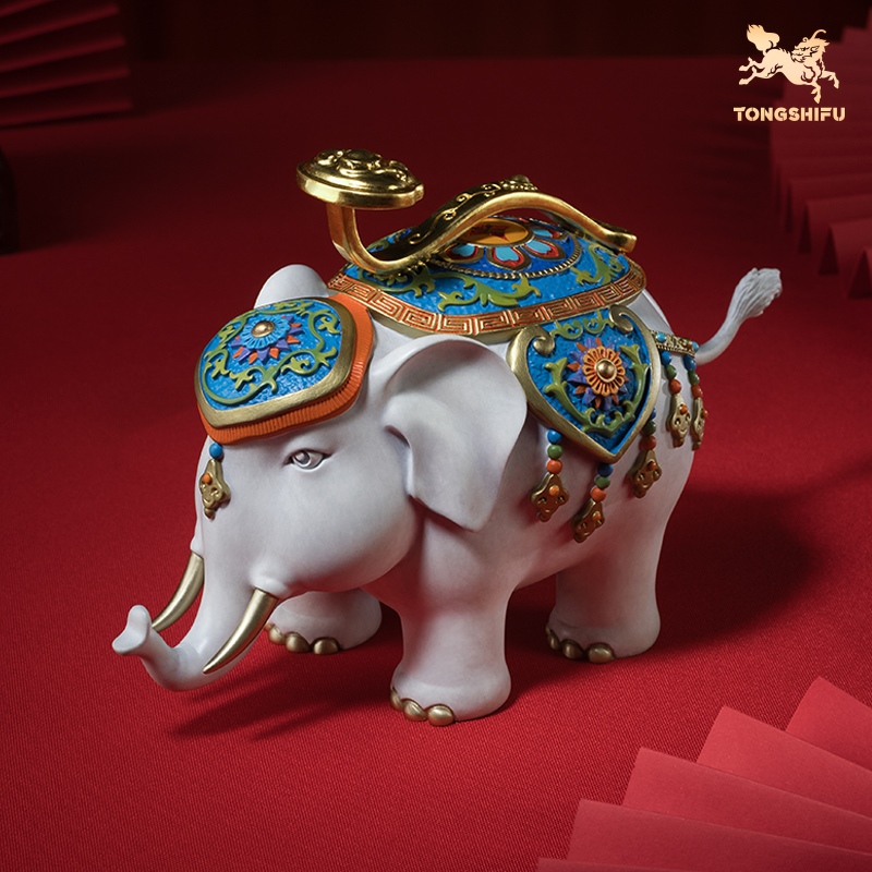 铜师傅《吉象如意》客厅桌面大象如意铜摆件 家居装饰工艺品