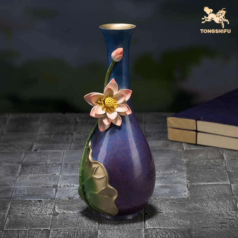 铜师傅《风姿绰约》客厅桌面花瓶铜摆件 家居装饰工艺品