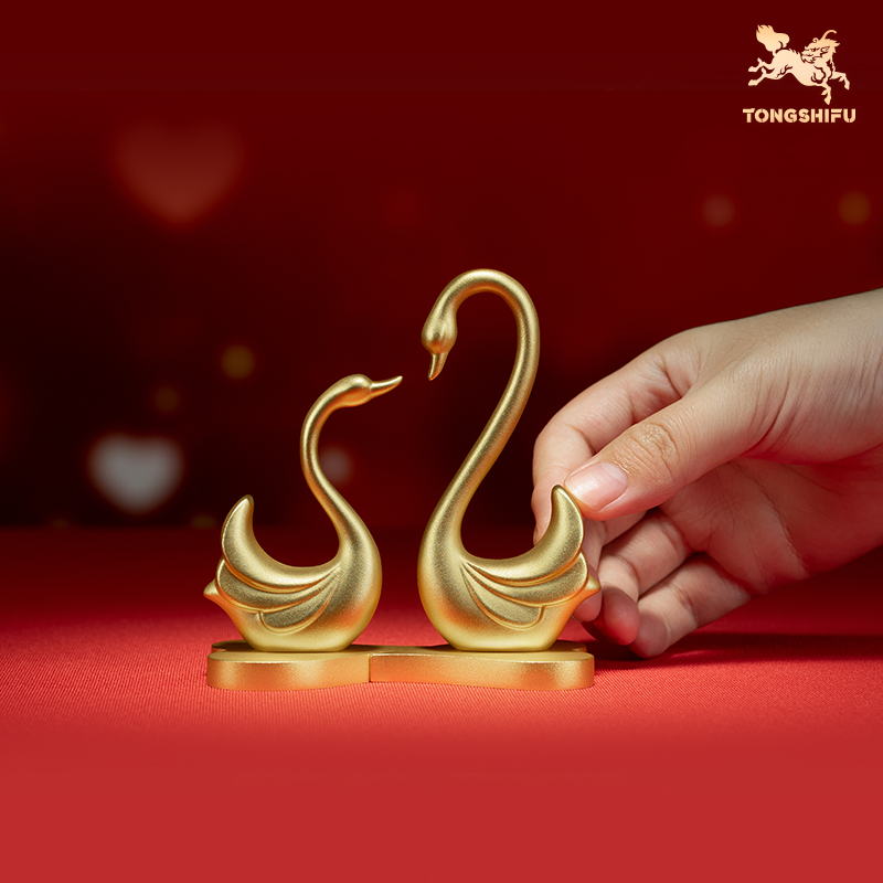 铜师傅心心相映客厅桌面铜摆件