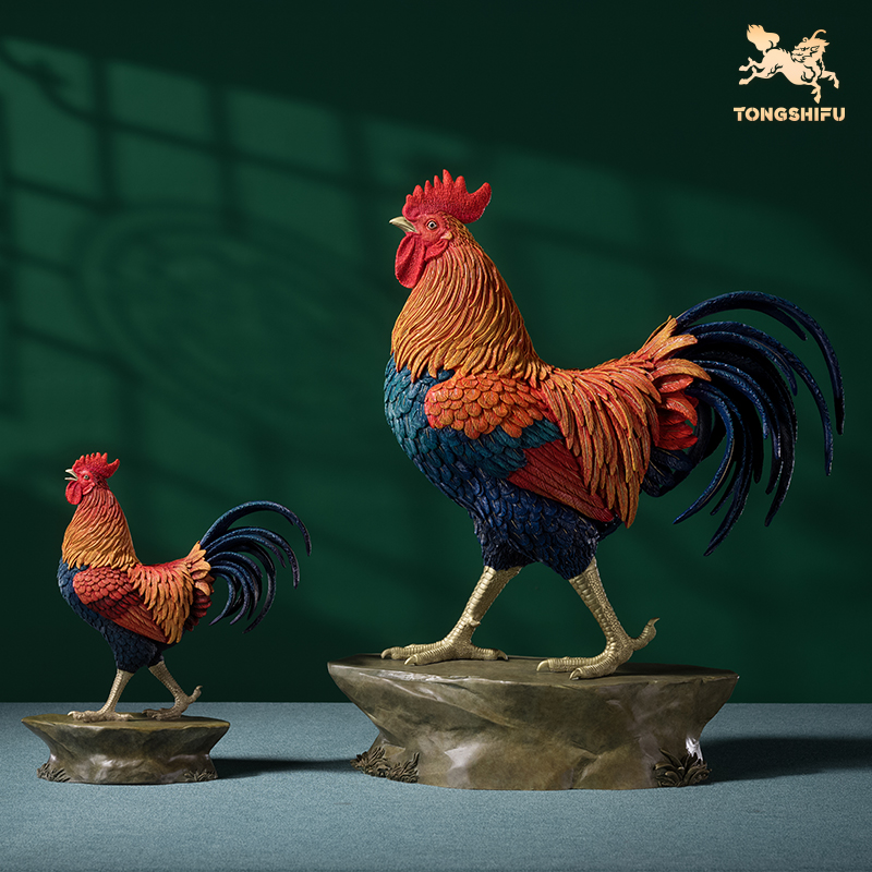 铜师傅《大吉大利》桌面客厅铜公鸡摆件 家居装饰工艺品