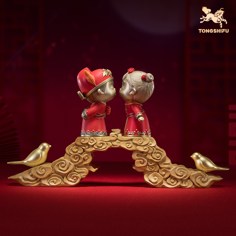 铜师傅《喜结连理》客厅桌面铜摆件 家居装饰品 结婚礼物