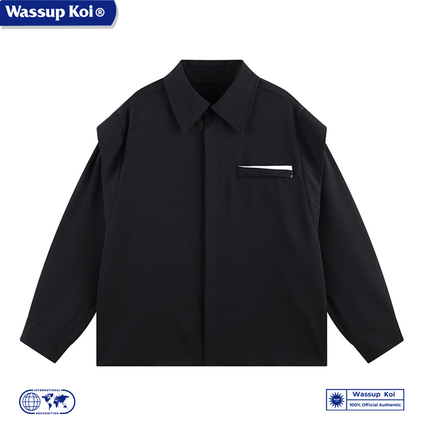 WASSUPKOI垫肩宽松大码长袖衬衫