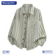 衬衣上衣服 男宽松百搭高级感长袖 WASSUP KOI联名日系复古条纹衬衫