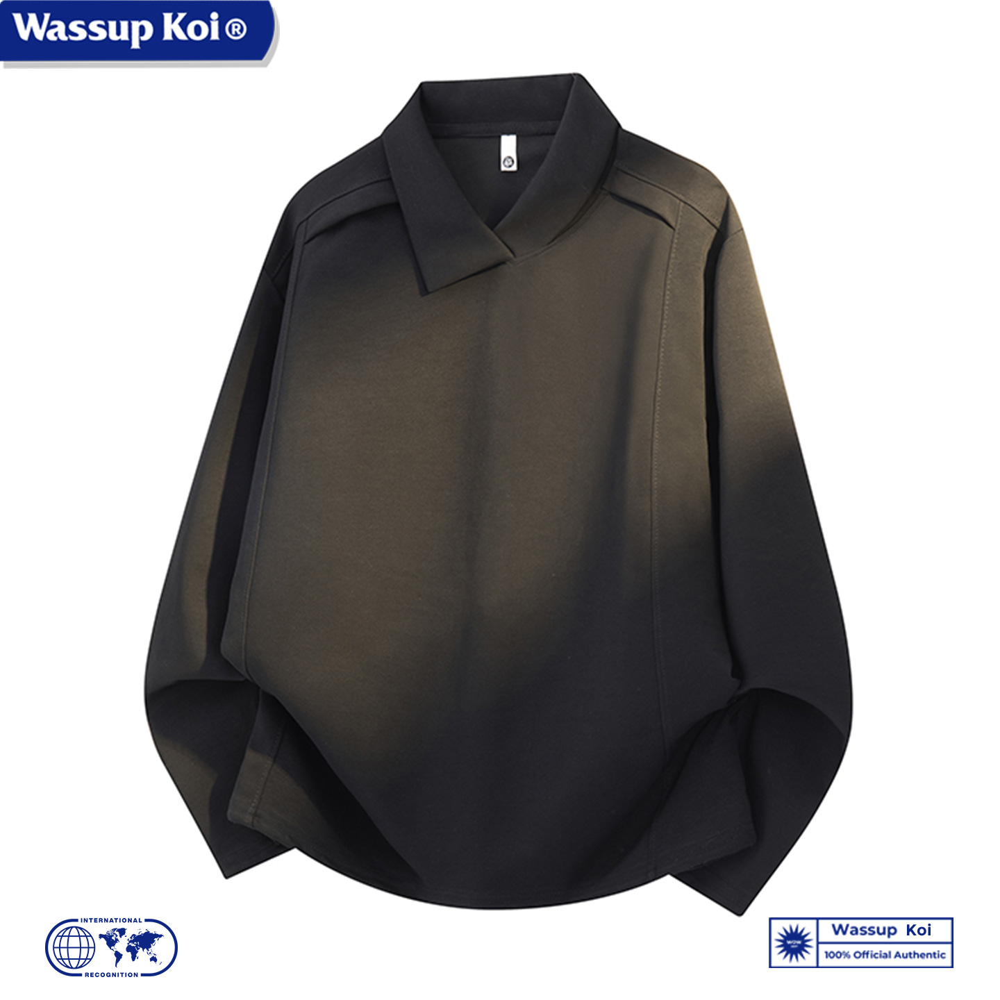 WASSUP KOI联名高级感结构翻领复古美式不规则卫衣男款春秋季上衣