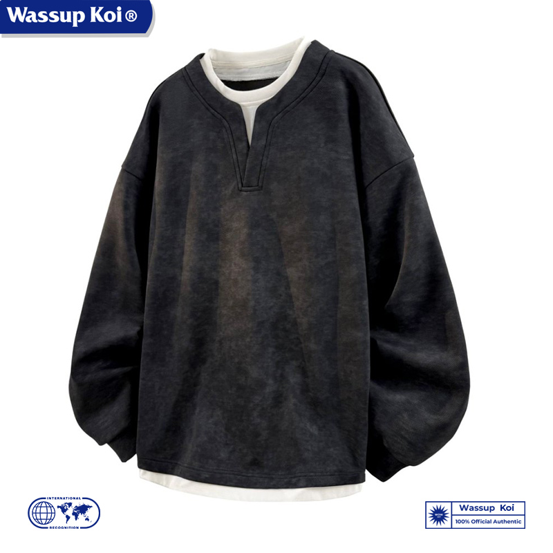 WASSUP假两件高级感长袖卫衣男款