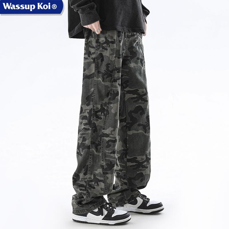 WASSUPKOI美式迷彩裤工装牛仔裤
