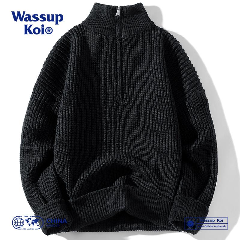 WASSUPKOI高领半拉链针织衫毛衣