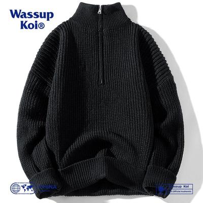 WASSUPKOI高领半拉链针织衫毛衣