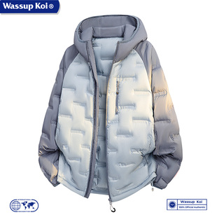 Wassup Koi联名云朵泡芙短款羽绒服男连帽加厚保暖宽松防风外套男