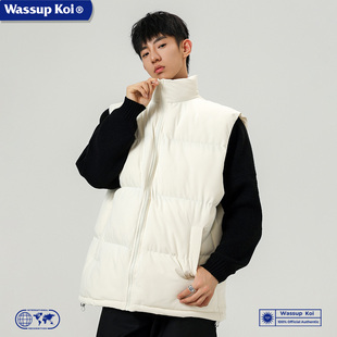 WASSUP KOI联名立领棉衣马甲秋冬季宽松加厚保暖外穿坎肩棉服外套