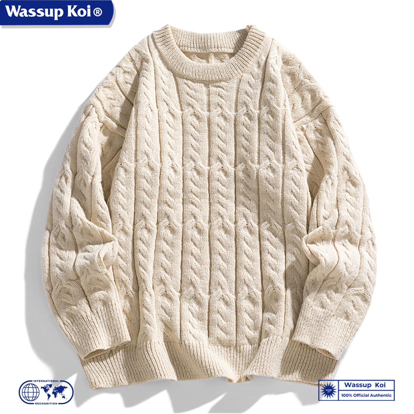 WASSUPKOI慵懒风圆领毛衣男秋冬