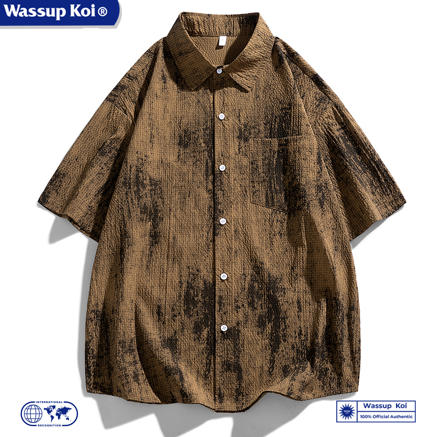 WASSUPKOI褶皱纹理轻薄短袖衬衫