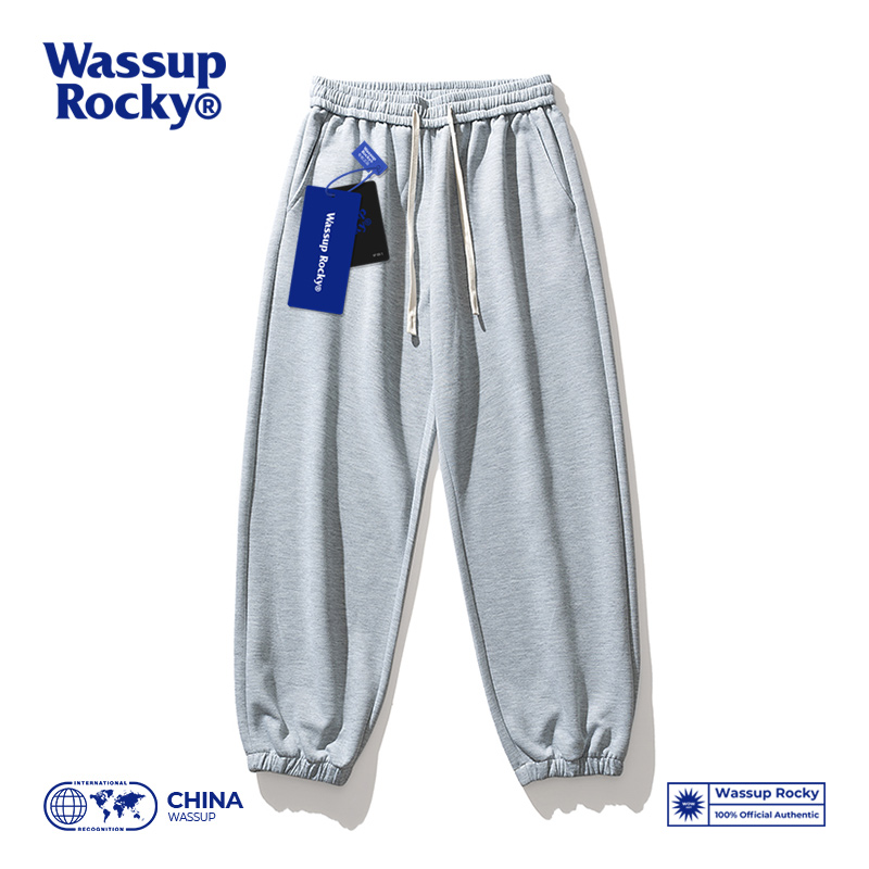 WASSUPROCKY灰色卫裤运动束脚裤