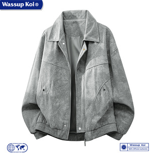 WASSUP KOI联名美式复古灯芯绒翻领夹克男宽松休闲工装外套上衣服