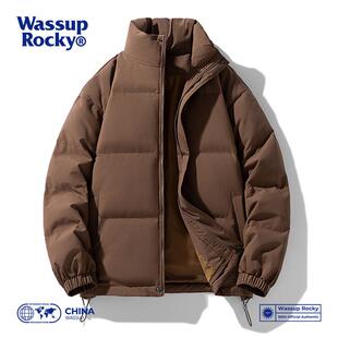 WASSUP 百搭情侣棉衣服 ROCKY日系简约纯色立领棉袄外套男2024冬季