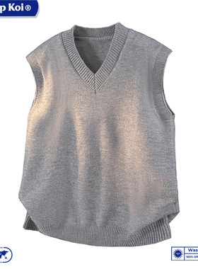 WASSUP KOI联名格雷系V领针织衫冬季学院风简约背心休闲毛衣马甲