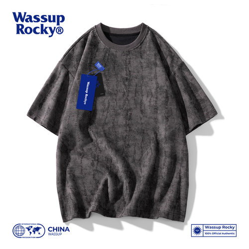 WASSUPROCKY做旧扎染短袖T恤男