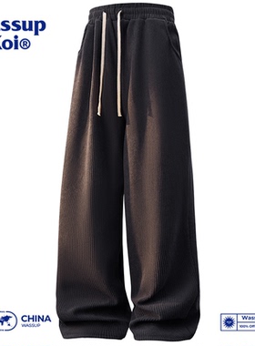 WASSUP KOI灯芯绒裤子男士宽松直筒垂感运动卫裤春秋季潮流休闲裤