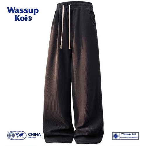 WASSUPKOI灯芯绒垂感运动裤子男