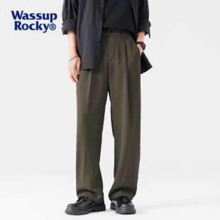 春夏百搭阔腿情侣休闲裤 WASSUP 男宽松直筒大码 裤 ROCKY垂坠感西装