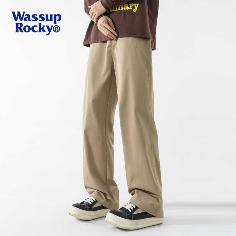 纯色直筒工装裤子男WASSUPROCKY