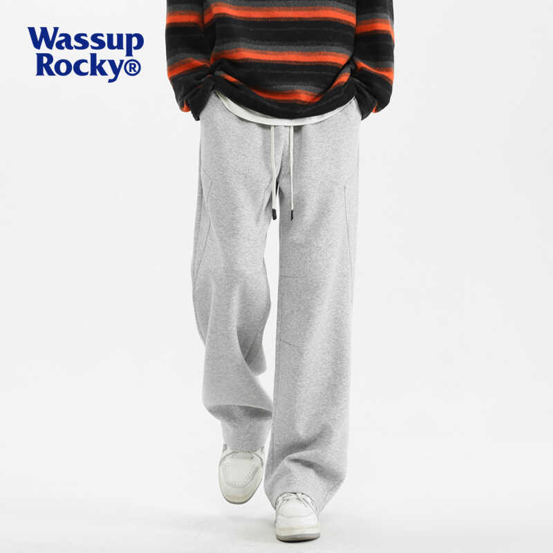 WASSUPROCKY垂感直筒宽松运动裤