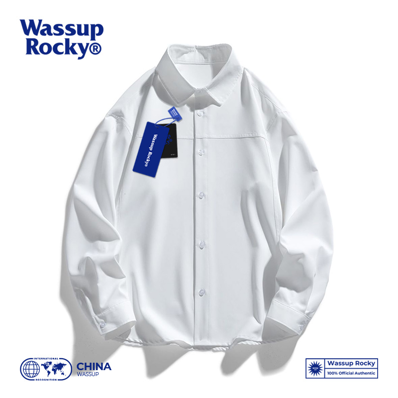 WASSUPROCKY日系休闲长袖白衬衫