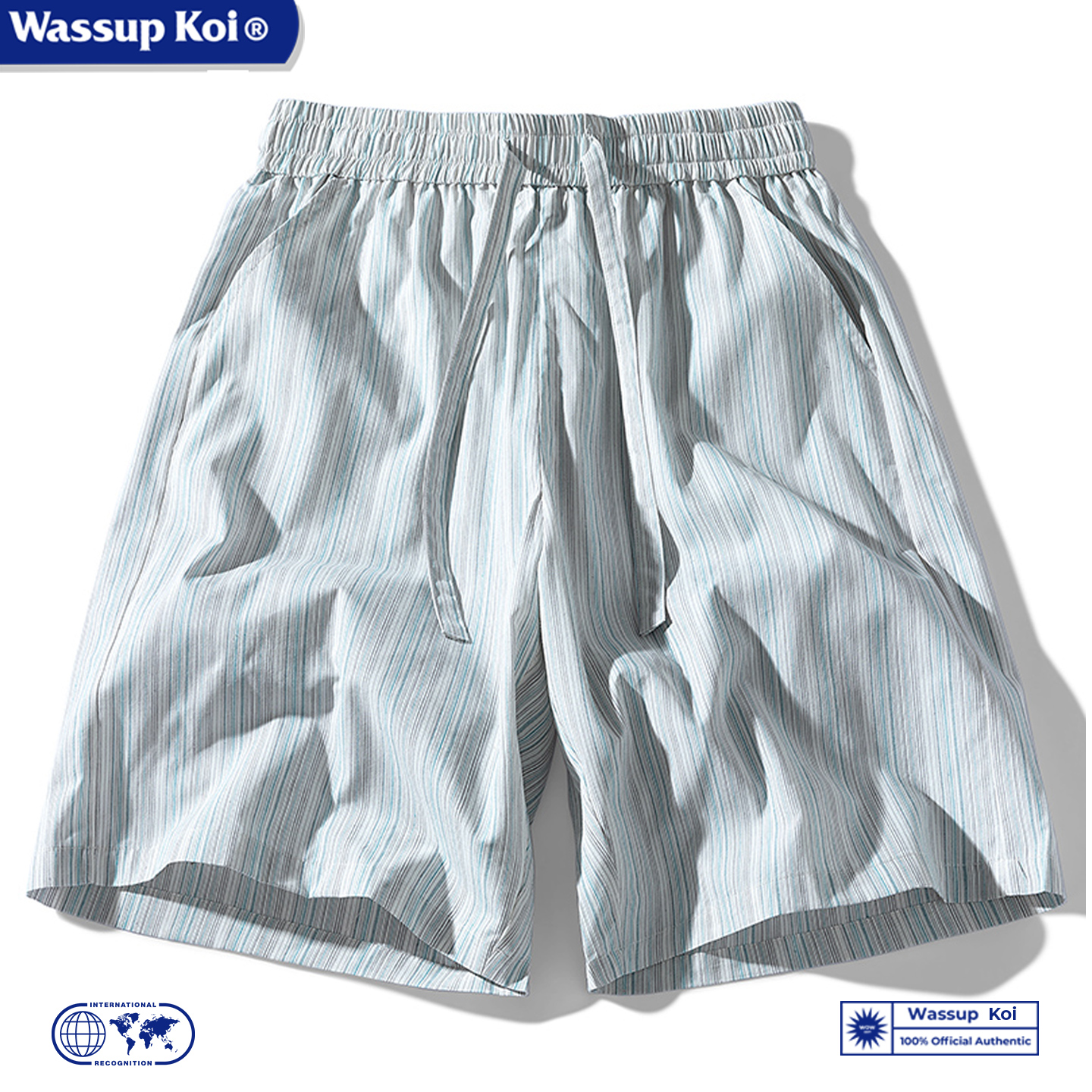 WASSUPKOI美式条纹宽松纯棉短裤