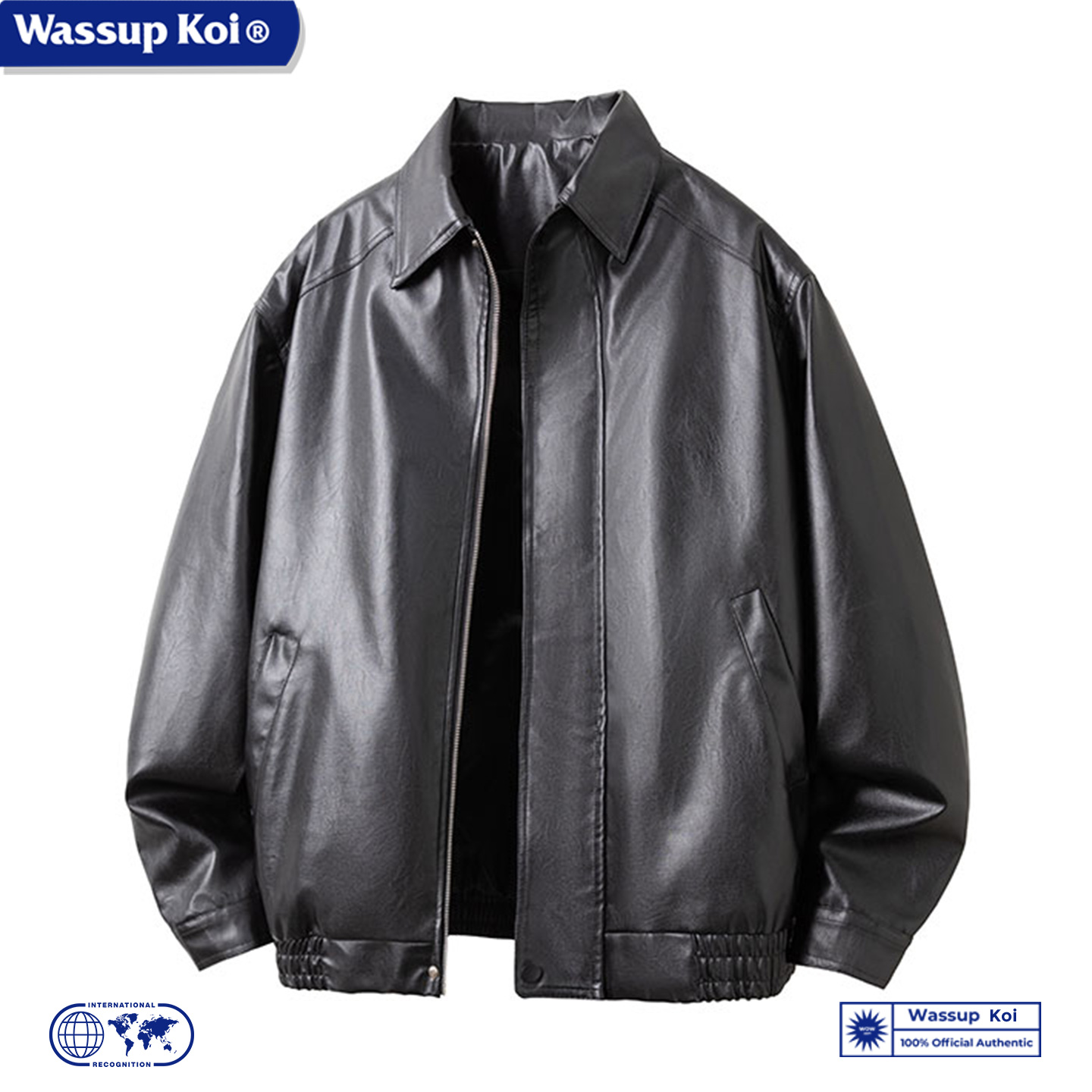 WASSUPKOI亮面PU皮痞帅机车夹克