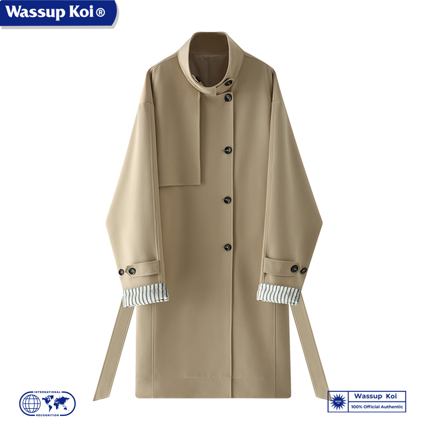 WASSUP KOI英伦风长款风衣男士立领两穿设计感廓形高级感韩版外套