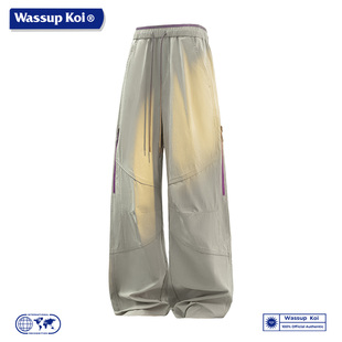 WASSUP KOI联名美式户外风阔腿裤男宽松系绳多口袋百搭休闲裤子男