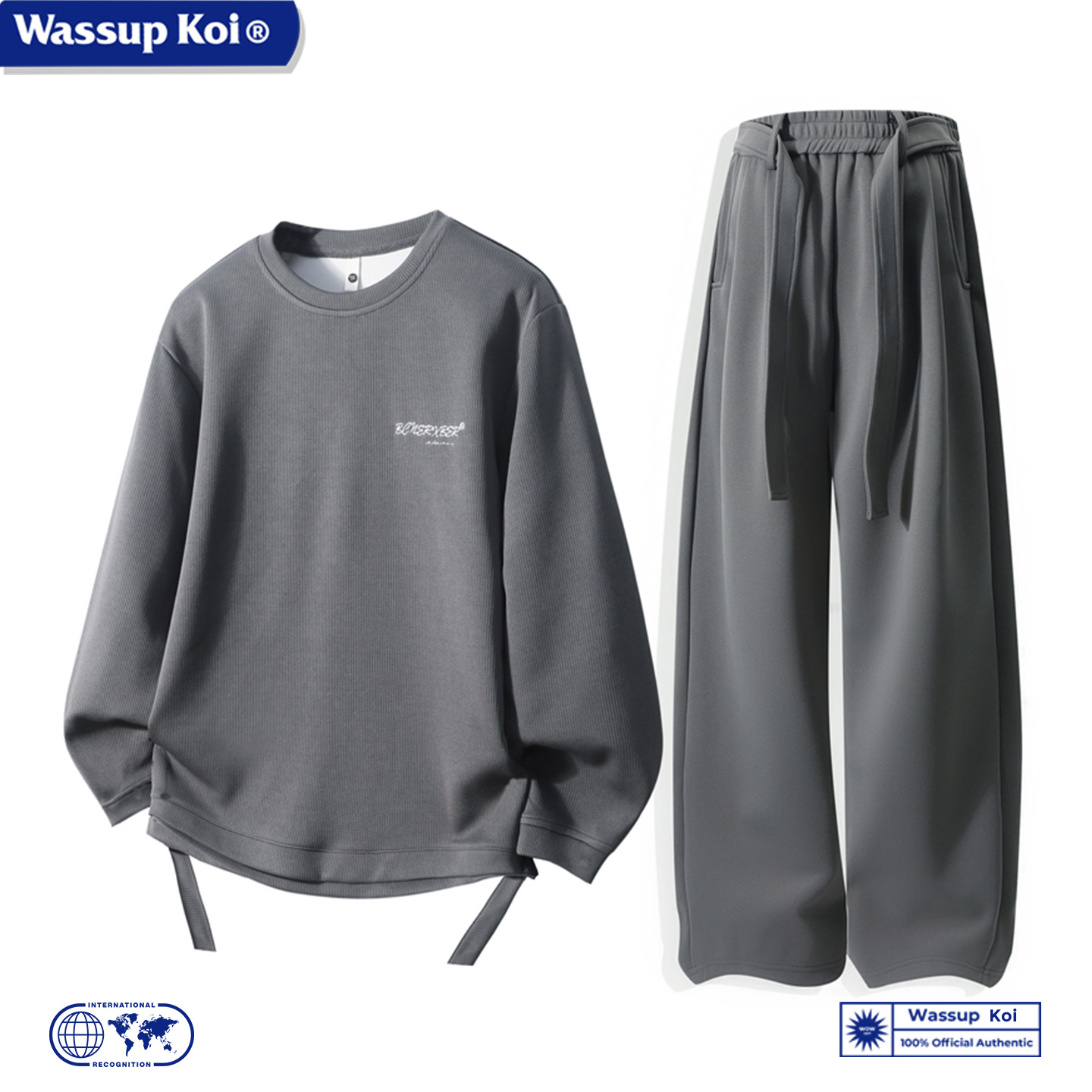 WASSUPKOI圆领卫衣休闲运动套装