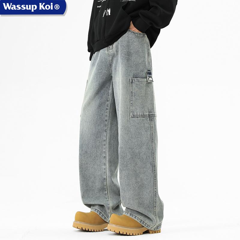 WASSUPKOI联名直筒工装牛仔裤子