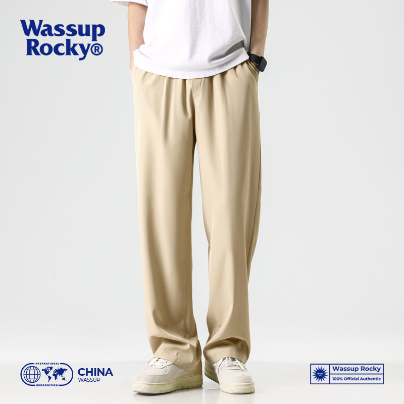 WASSUPROCKY夏季薄款冰丝裤子男