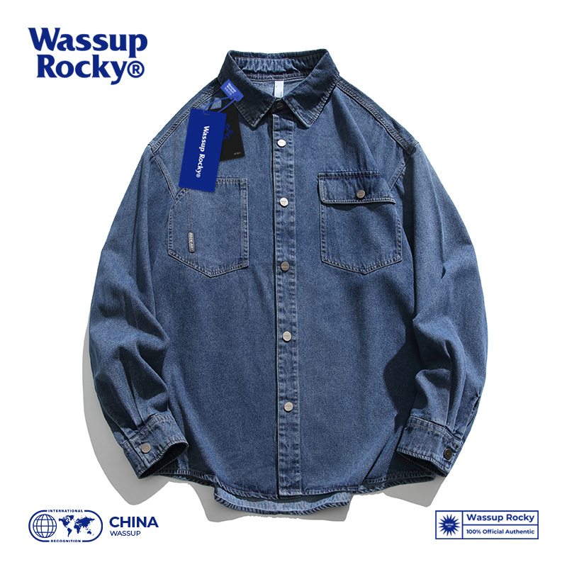 WASSUP美式街头潮牌牛仔衬衫外套