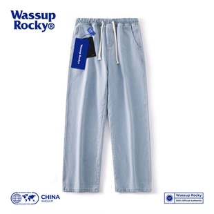 秋冬加绒潮牌休闲阔腿裤 复古做旧水洗直筒牛仔裤 ROCKY美式 WASSUP