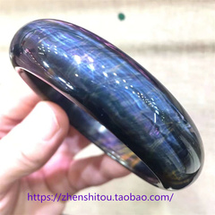 天然兰蓝虎眼石手镯木变石闪电纹送母亲老婆女朋友圈口567890MM