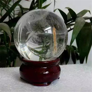 收藏天然发晶球摆件一柱擎天发丝水晶球通透如意自挡一面直径5CM